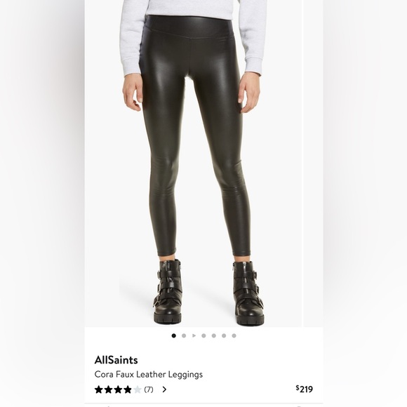 ALL SAINTS Cora Black Faux Leather Leggings - Picture 1 of 6